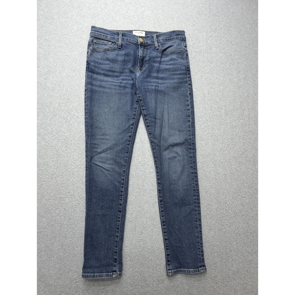 Frame Jeans Womens 26 Blue Medium Wash Mid Rise Skinny Slim Stretch Denim